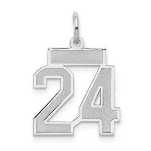 14k White Gold, Jersey Collection, Small Number 24 Pendant